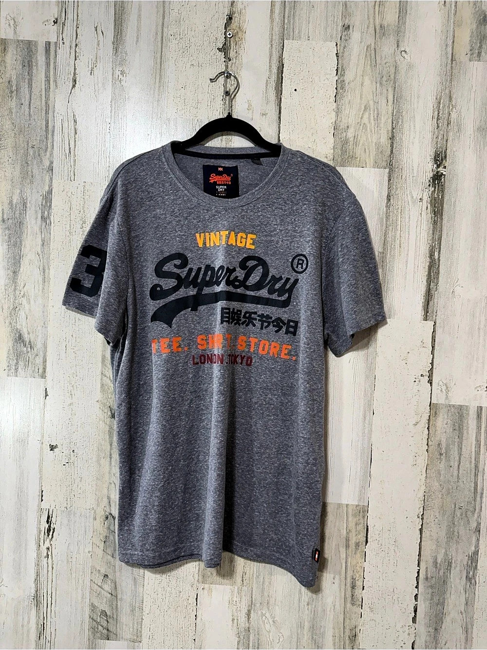 Superdry Vintage SuperDry Tee Shirt Store London Tokyo Gray Graphic Short Sleeve